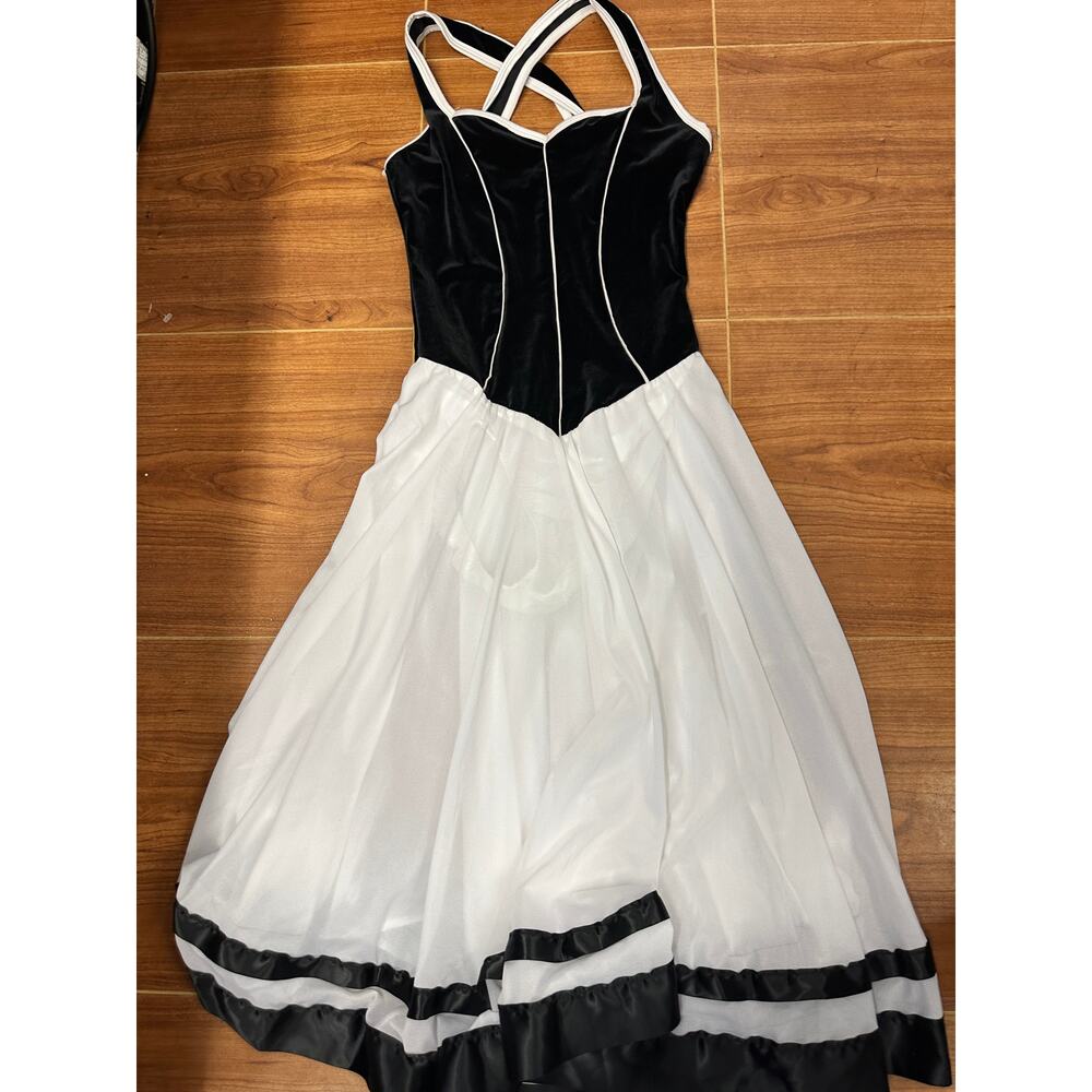 Dance Costume SA Black White Unknown Lyrical Ballet Pointe Velvet Dress Flowy